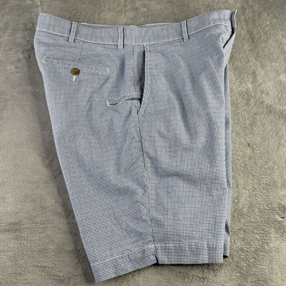 Cremieux Shorts Mens 33 Blue Gingham‎ Plaid Cotton Chino 5 Pocket 9" Flat Front
